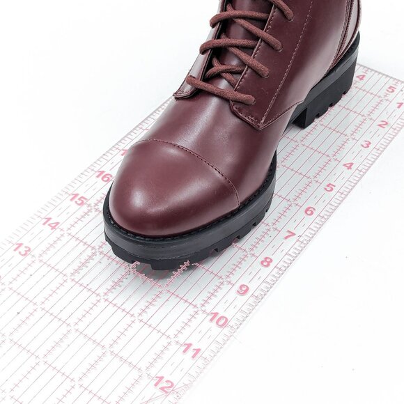 Michael Kors Women Tatum Vegan Red Leather MK Logo Combat Boots size 7 - Picture 7 of 12